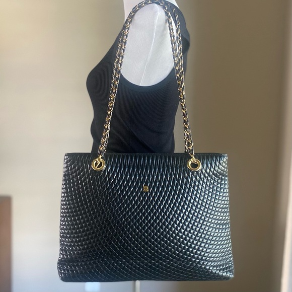 Bally Quilted Matelasse Leather Chain Shoulder Tote - Picture 2 of 13